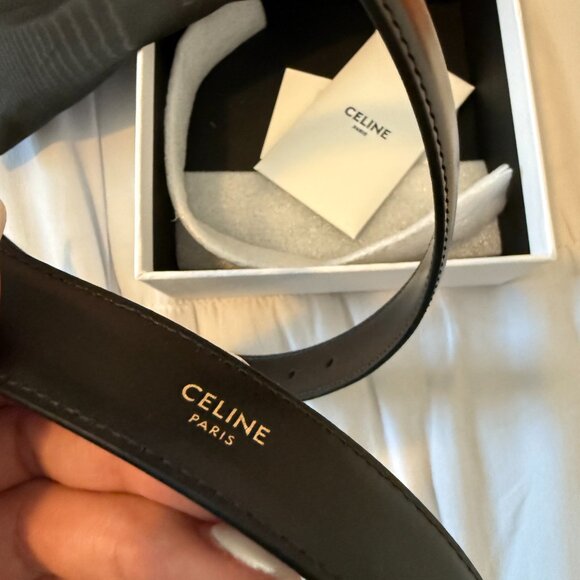 Celine Medium Triomphe Belt in Leather, Black - Size EU 95 ( US 8/10) - Picture 8 of 11